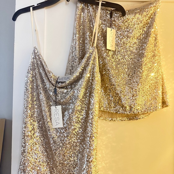 RESA Tops - RESA Silver Sequin Glam Set